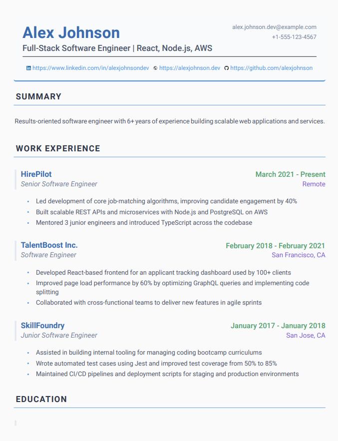 Developer Pro Theme resume template