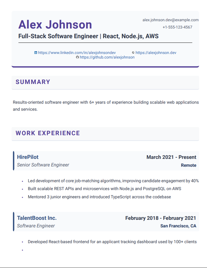 Engineering Leadership resume template