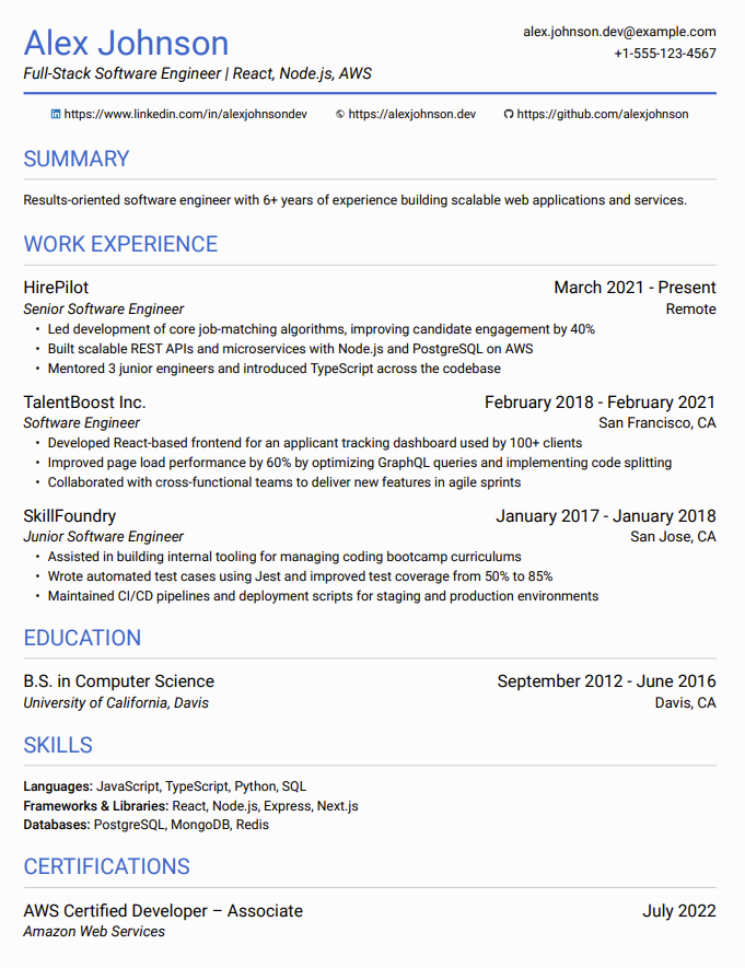 Azure Theme resume template